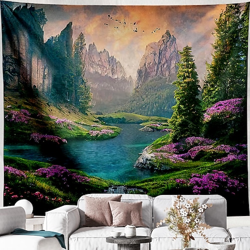 

Landscape Waterfall Hanging Tapestry Wall Art Large Tapestry Mural Decor Photograph Backdrop Blanket Curtain Home Bedroom Living Room Decoration