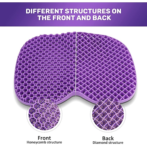 

Cojín de asiento de gel que reduce el dolor en la espalda de la cadera por estar sentado mucho tiempo, cojín de asiento de enfriamiento transpirable diseño de panal absorbe la presión portátil para