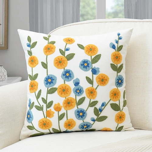 

Capa de almofada com bordado floral, fronha decorativa, capa de almofada para sofá, sofá-cama, sala de estar, 1 peça