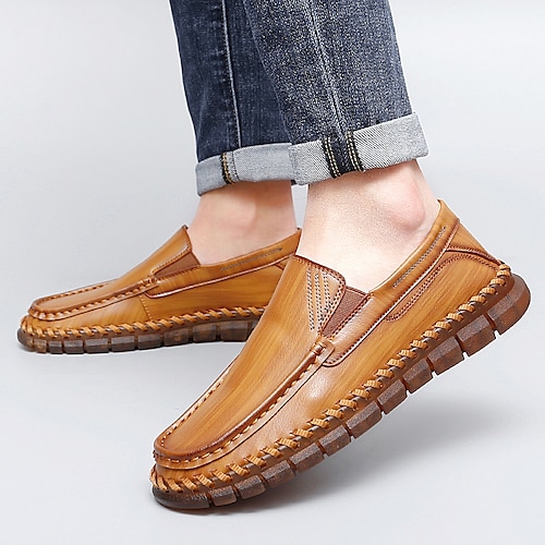 

Homme Mocassins et Slip On Rétro Couture à la main Mocassins Penny Rétro Vintage Décontractées Extérieur du quotidien Marche Cuir Nappa Respirable Noir90123 Kaki 90123 Brun rouge90123 Printemps