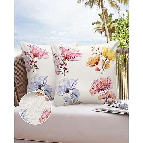 

Outdoor Waterproof Pillow Cover Floral Colorful for Patio Garden Sofa Couch Livingroom 1pc