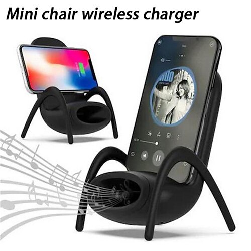 

support de téléphone polyvalent avec support de chargeur de forme de chaise de haut-parleur de musique portable mini chaise chargeur sans fil pour tous les téléphones mobiles