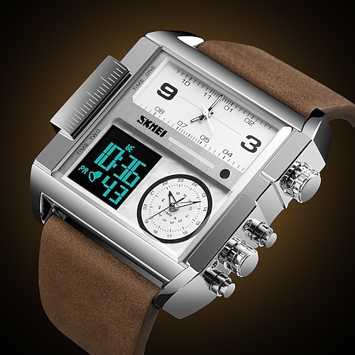 

Hombre Reloj Digital Al Aire Libre Deportes Reloj Casual Luminoso Cronómetro Despertador Fecha Semana Cuero Auténtico Reloj