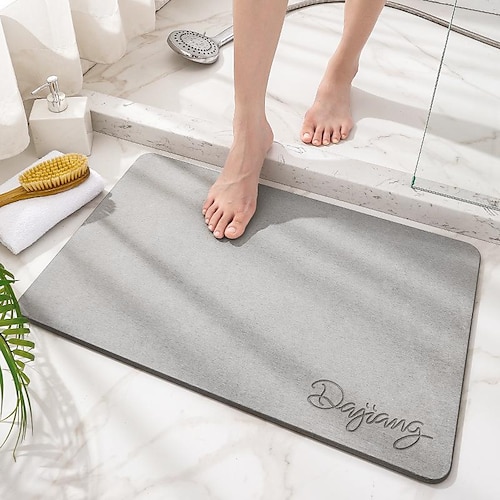 LDVINE Stone Bath mat  Ultra Absorbing diatomaceous Earth Bath mat - Quick  Water Drying Crushed & Non Slip Stone mat 