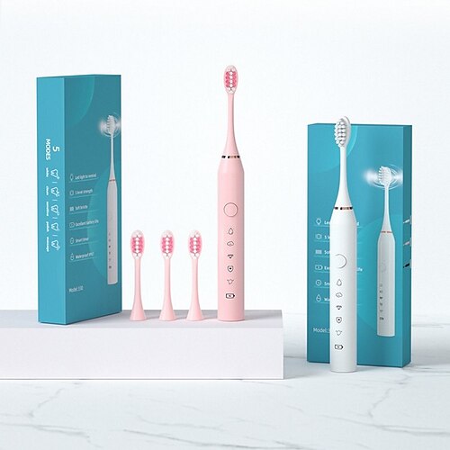 

New Electric Toothbrush Household Soft Hair Charging Portable Adult Electric Toothbrush Electric Acoustic Toothbrush USB Charging Adult 60 Days Long Battery Life With 3 Replacement Gifts