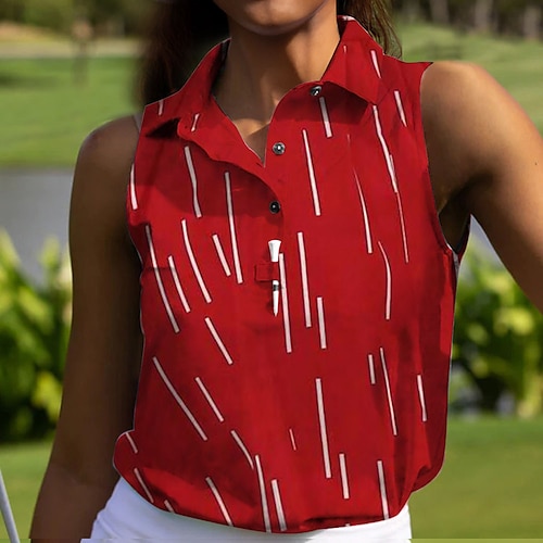 

Women's Polo Shirt Golf Shirt Button Up Polo Breathable Quick Dry Moisture Wicking Sleeveless Golf Apparel Golf Clothes Regular Fit Stripes Summer Tennis Golf Pickleball