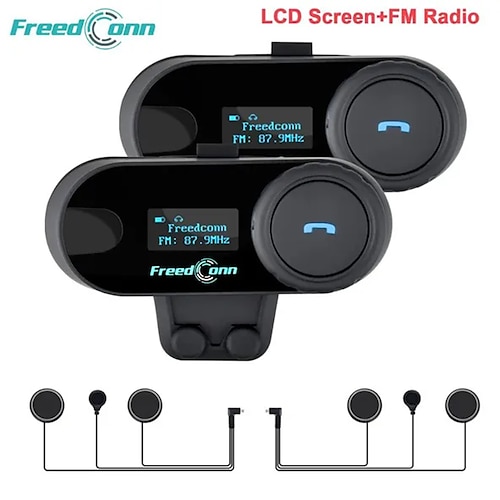 

Freedconn Motorradhelm-Gegensprechanlage TCOM-SC Motorrad-Bluetooth-Gegensprechanlage Headset LCD-Bildschirm UKW-Radio T-COM SC