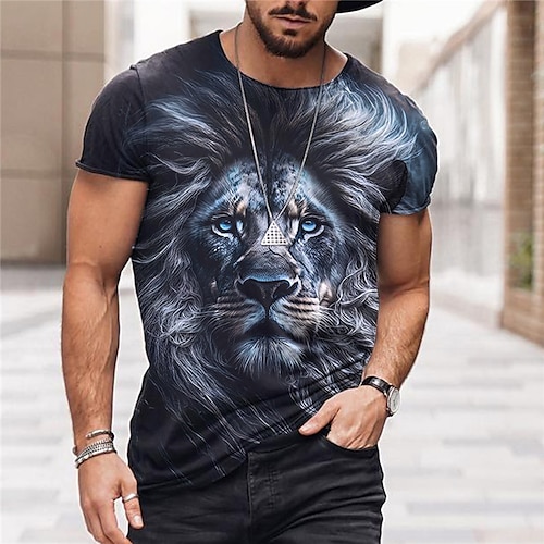 

Hombre Camiseta Graphic Animal León Cuello Barco Ropa Impresión 3D Exterior Diario Manga Corta Estampado Moda Design Vintage