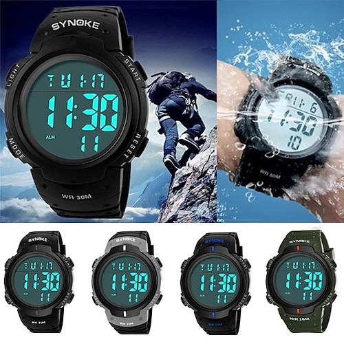 

Synoke Outdoor-Sportuhr 30 m wasserdichte digitale Herrenmode, wasserdichte Multifunktions-Digitaluhr für Herren