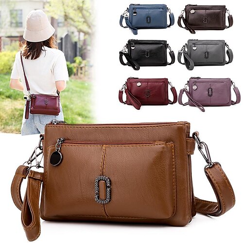 

Mujer Bolso bandolera Bolsa de hombro Minibolso de Mano Cuero de PU De Compras Diario Cremallera Gran Capacidad Impermeable Duradero Color sólido color caramelo Negro Rojo