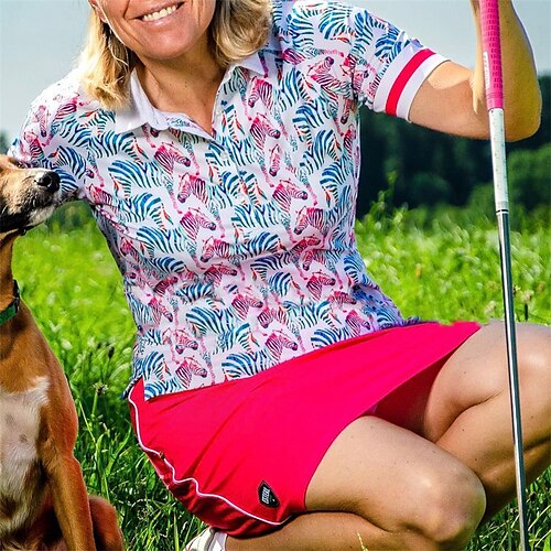 

Mulheres Camisa polo de caminhada Camisa de golfe Pólo de botões Respirável Secagem Rápida Pavio Humido Manga Curta Vestuário de golfe Roupas de golfe Normal Floral Estampado Verão Tênis Golfe