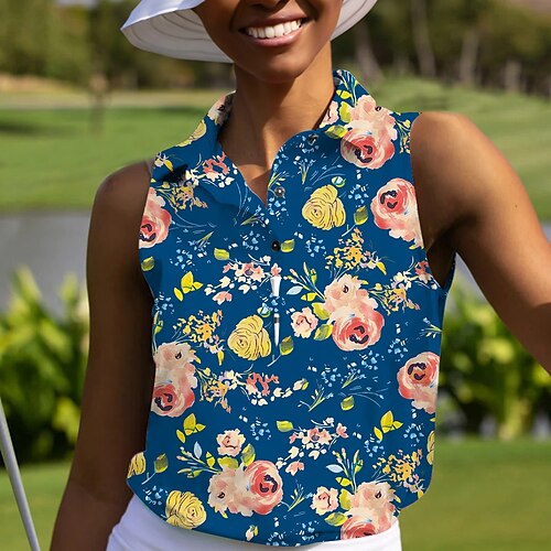 

Mujer Camisas de polo Camiseta de golf ropa de golf Transpirable Secado rápido Suave Sin Mangas Camiseta Ajuste regular Floral Verano Primavera Golf Bádminton