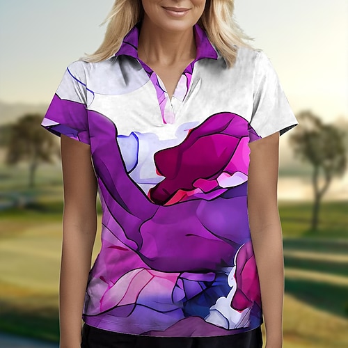 

Per donna POLO Camicia da golf Golf Traspirante Asciugatura rapida Morbido Manica corta Superiore Standard Con stampe Estate Tennis Golf Pickleball