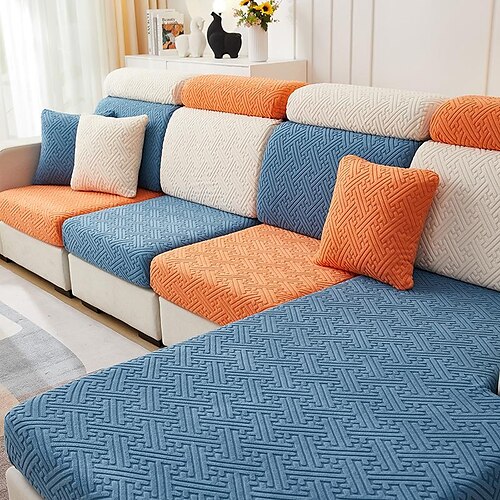 

capa de almofada de assento de sofá elástico capa elástica poltrona de sofá loveseat 4 ou 3 lugares jacquard sólido macio durável lavável