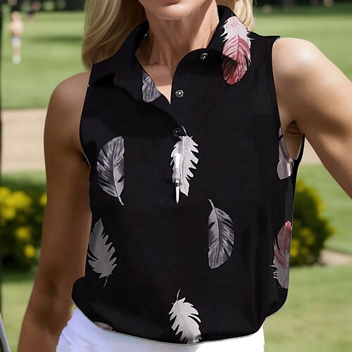 

Femme T-shirt POLO Chemise de golf Polo boutonné Respirable Séchage rapide Evacuation de l'humidité Sans Manches Vêtements de golf Top Standard Imprimé Eté Tennis Le golf Pickleball