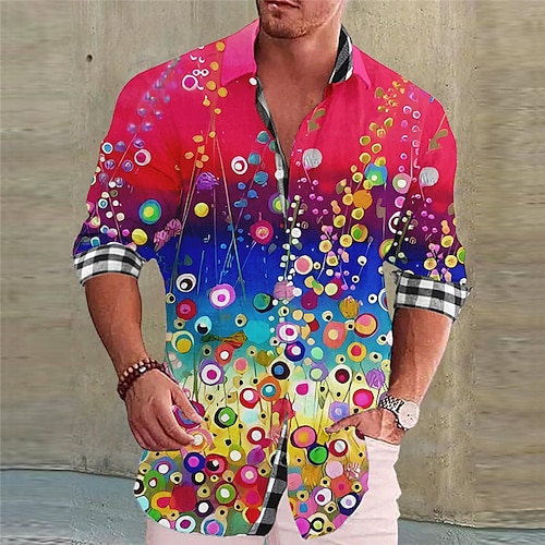 

Homme Chemise Chemise Lin Floral Imprimés Photos Col rabattu Vert Claire Bleu Fuchsia Orange Vert Extérieur Plein Air manche longue Imprimer Vêtement Tenue Lin Mode Vêtement de rue Design