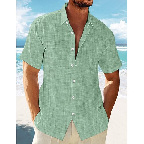 

Homme Chemise Lin Chemise boutonnée Chemise décontractée Chemisette Chemise d'été Chemise de plage Chemise Col Cubain Noir Blanche Bleu Manche Courte Plein Mao Eté Casual du quotidien Vêtement Tenue