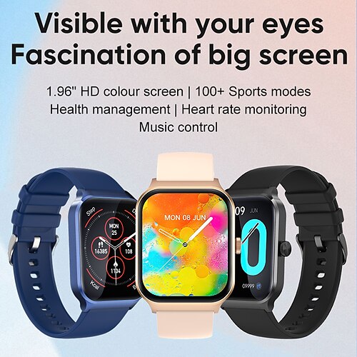 

696 P60 Montre intelligente 1.96 pouce Smartwatch Montre Connectée Bluetooth Podomètre Rappel d'Appel Moniteur de Sommeil Compatible avec Android iOS Femme Hommes Mode Mains-Libres Rappel de Message