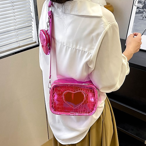 

Women's Crossbody Bag PU Leather Daily Zipper Waterproof Solid Color Black White Pink