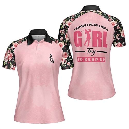 

Damen poloshirt Golfhemd Golfkleidung Atmungsaktiv Schnelltrocknend Weich Kurzarm Shirt Regular Fit Blumen Bedruckt Sommer Frühling Tennis Golfspiel Badminton