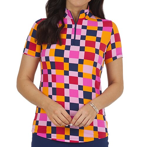 

Mujer Camisas de polo Camiseta de golf Transpirable Secado rápido Dispersor de humedad Manga Corta Ropa de golf ropa de golf Ajuste regular Cremallera Cuello alto Geometría Verano Tenis Golf pepinillo