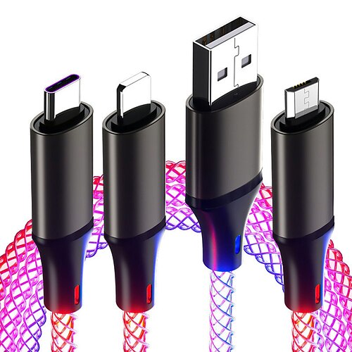 

Câble USB-C Câble Lightning 66W 3,3 pieds USB A vers USB C USB A vers Type C / Micro / IP USB A vers Lightning 2.4 A Charge Rapide Transfert de données élevé Durable 3 en 1 Doux Pour Macbook iPad