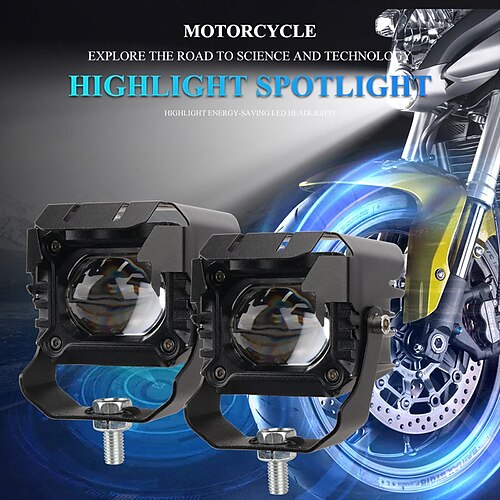 

2 pièces led moto phare abgle yeux projecteurs supplémentaires antibrouillard moto auxiliaire conduite lampe phare projecteurs