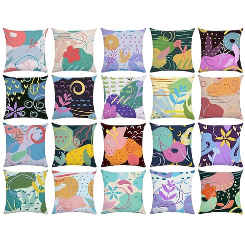 

Abstrakter Blumen-Doppelseiten-Kissenbezug, bunt, 4 Stück, weich, dekorativ, quadratisch, Kissenbezug für Schlafzimmer, Wohnzimmer, Sofa, Couch, Stuhl