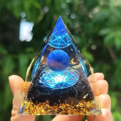 

Orgone Pyramid For Positive Energy And Amethyst Crystal Ball, With Protection From Crystals Energy Generator For Stress Reduce Healing Meditation And Wealth Attraction For Home Decoration