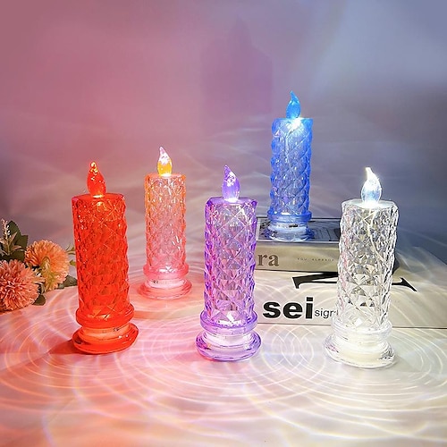 Led Electronic Candle Light, Rose Pattern Refraction Halo