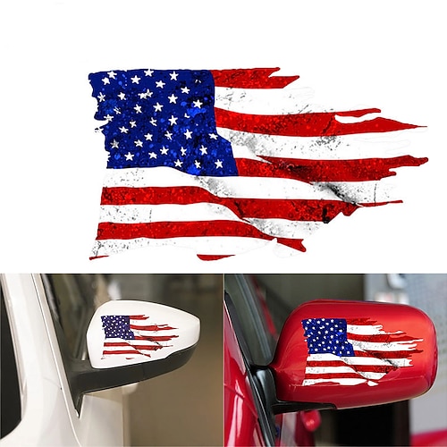 

Pegatinas de coche con bandera hecha jirones de EE. UU., paquete de pegatinas para espejo retrovisor, parachoques americano espejado, calcomanía de vinilo impermeable 3d, accesorios para coche