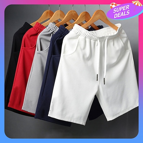 

Homens Activo Calção Shorts casuais Bolsos Com Cordão Design de cordão elástico Côr Sólida Conforto Respirável Curto Esportes Casual Diário Moda Roupa de rua Preto Branco Micro-Elástica