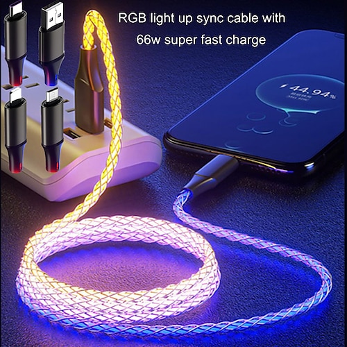 

Cable USB C cable relámpago 66W 3,3 pies USB A a USB C USB A a Tipo C / Micro / IP USB A a relámpago 2.4 A Carga rápida Alta transferencia de datos Duradero 3 en 1 Tacto Suave Para Macbook iPad
