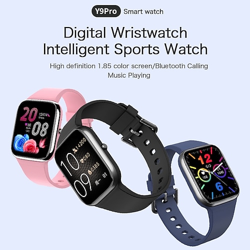 

y9pro Smartwatch 1,85 Zoll Smartwatch Fitness Laufuhr Bluetooth Anruf Schrittzähler Erinnerung Blutzucker Herzfrequenzüberwachung Musikwiedergabe kompatibel mit Android iOS Männer Frauen