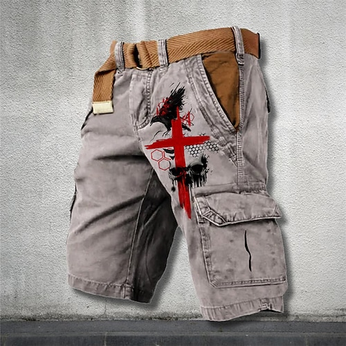 

Herren Shorts Kurze Hosen Sommer-Shorts Lässige Shorts Tasche Kordelzug Elastische Taille Graphic Kreuz Atmungsaktiv Weich Kurz Casual Täglich Festtage Modisch Strassenmode Grün Khaki Mikro-elastisch