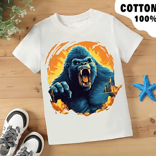 

Boys T shirt Short Sleeve T shirt Tee Graphic Animal 3D Print Active Sports Fashion 100% Cotton Outdoor Casual Daily Kids Crewneck 3-12 Years 3D Printed Graphic Regular Fit Shirt