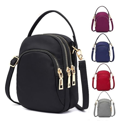 

Mulheres Bolsa crossbody Bolsa de ombro Bolsa para celular Náilon Escritório Diário Ziper Ajustável Grande Capacidade Respirável Côr Sólida Preto Vermelho Azul