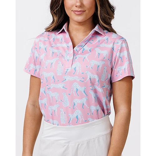 

Mulheres Camisa polo de caminhada Camisa de golfe roupas de golfe Respirável Secagem Rápida Macio Manga Curta Blusas Normal Estampado Verão Primavera Tênis Golfe Badminton