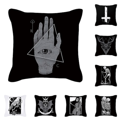 

Skull Devil Double Side Pillow Cover 1PC Psychedelic Soft Decorative Square Cushion Case Pillowcase for Bedroom Livingroom Sofa Couch Chair