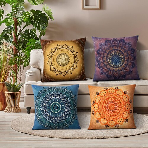 

capa de almofada mandala boêmia dupla lateral 4 peças hippie casa de fazenda capa de almofada quadrada decorativa macia fronha para quarto sofá sala sofá cadeira