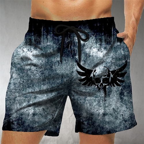 

Herren Boardshorts Badeshorts Badehose Schwimmshorts Bademode Kordelzug mit Mesh-Futter Elastische Taille Totenkopf Motiv Grafik-Drucke Schnelltrocknend Kurz Casual Täglich Festtage Hawaiianisch Boho