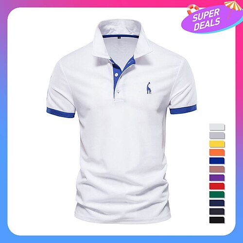 

Men's Polo Shirt Golf Shirt Button Up Polo Breathable Moisture Wicking Soft Top Regular Fit Solid Color Summer Golf Outdoor