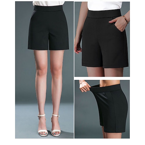 

Women's Shorts Slacks Black Blue High Waist Active Simple Casual Vacation Casual Daily Weekend Pocket Short Breathability Plain XL 2XL 3XL 4XL 5XL