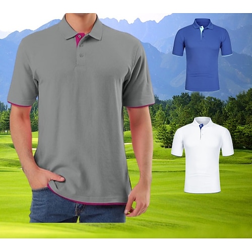 

Homens Camisa polo de caminhada Camisa de golfe roupas de golfe Respirável Secagem Rápida Macio Manga Curta Blusas Normal Côr Sólida Verão Primavera Treino de Ginástica Golfe Badminton