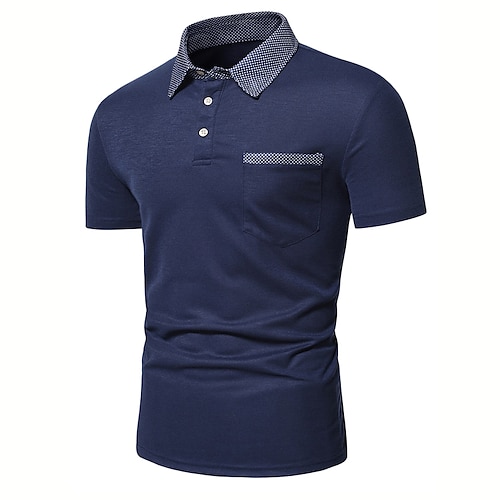 

Homens Polos de botões Camiseta Polo Casual Feriado Lapela Manga Curta Moda Básico Tecido Clássico Verão Normal Azul Marinho Escuro Polos de botões