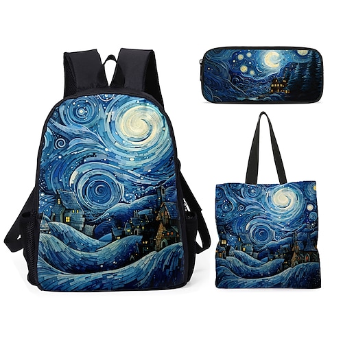 

Hombre Mujer mochila 3D mochila Escuela Diario Galaxia Oxford Gran Capacidad Transpirable Ligero Cremallera Impresión Azul Piscina