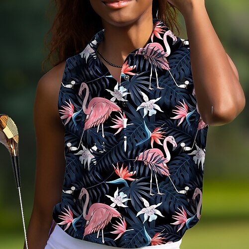 

Mujer Camisas de polo Camiseta de golf Polo con botones Transpirable Secado rápido Dispersor de humedad Sin Mangas Ropa de golf ropa de golf Ajuste regular Floral Flamenco Verano Tenis Golf pepinillo