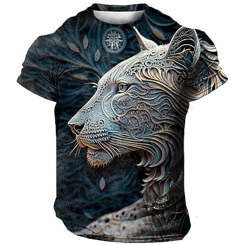 

Herren T Shirt Graphic Tier Rundhalsausschnitt Bekleidung 3D-Druck Outdoor Täglich Kurzarm Bedruckt Modisch Designer Vintage