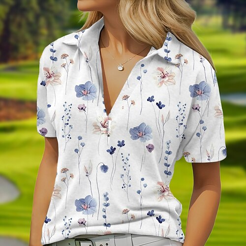 

Mujer Camisas de polo Camiseta de golf Transpirable Secado rápido Dispersor de humedad Manga Corta Ropa de golf ropa de golf Ajuste regular Escote en V Hoja Verano Tenis Golf pepinillo