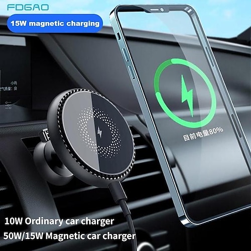 

50w/15w/10w chargeur de voiture sans fil rapide support de montage d'évent magnétique support dock pour iphone 14 13 12 pro max mini